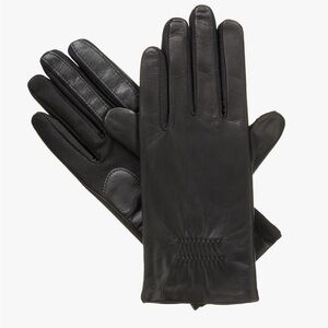 New in Box Isotoner Black Stretch Leather Fleece Lined Gloves One Size